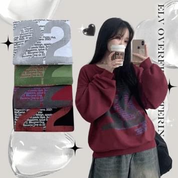 엘브 오버핏 배색 레터링 맨투맨 (4color)