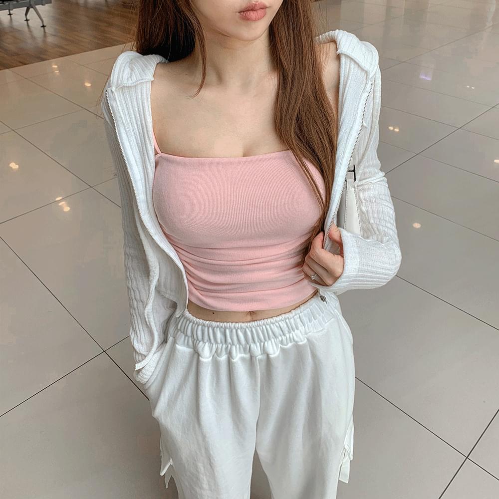 *Detachable Wangppong* Daily Shirring Crop Cap Sleeveless Inner Sleeveless Sleeveless Spandex Glam Fit Sexy 6COL 无袖