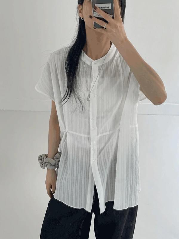【INCHANT ME】[Short sleeve ver.] Cheek strap long blouse inchant me Tops for Women - Codibook.