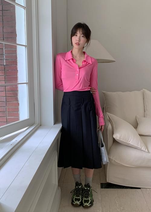 Uni pin tuck long skirt