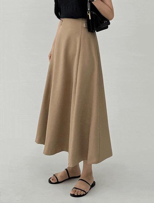 Buckle flare long skirt - Recommended for guest look/2 colors/2 sizes