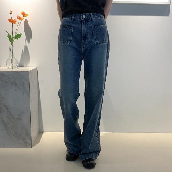 Dilot pocket straight denim pants