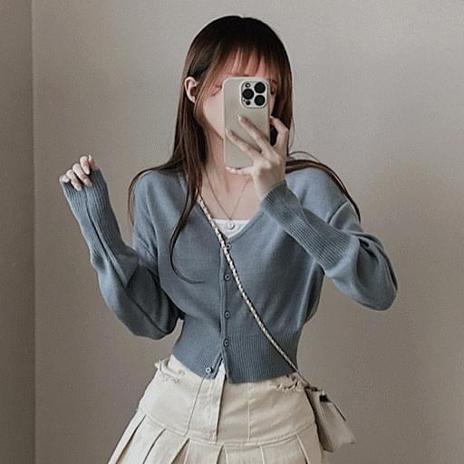 Page crop V-Neck cardigan 6 colors (Ships Today)