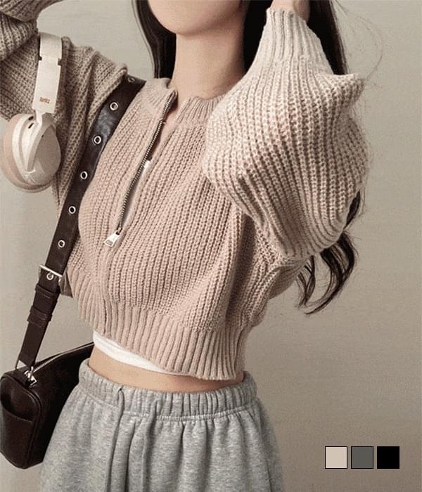 Salt Haji Crop Cardigan Zip-up