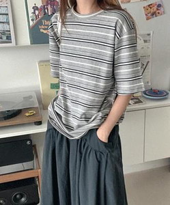 Markings Cotton Dangara Striped Sleeve T-shirt