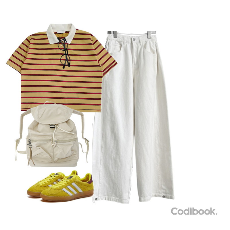 AAKE ROPE KEYRING (4color),AAKE EPIC BUCKLE BACKPACK (ivory / black),wonderwonder 쿠아 라운드 뿔테 투명 안경등을 매치한 코디