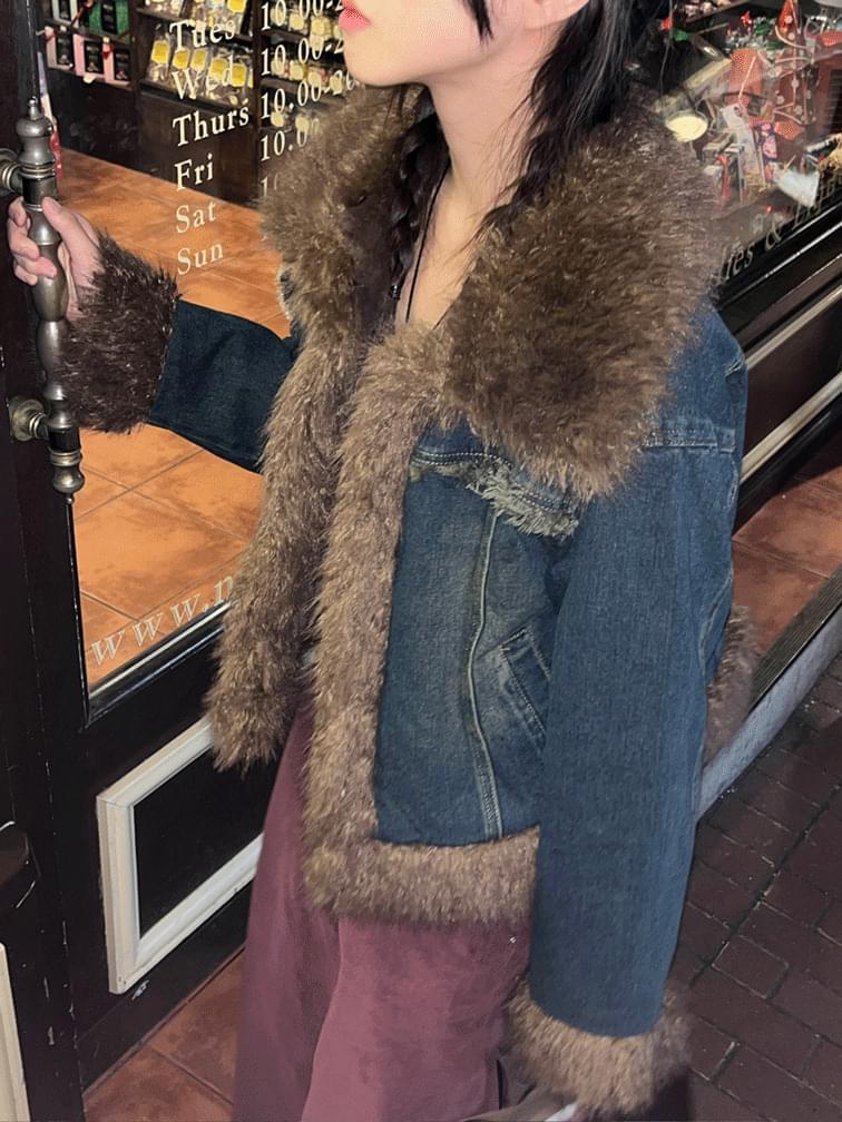 Paris denim fur jacket