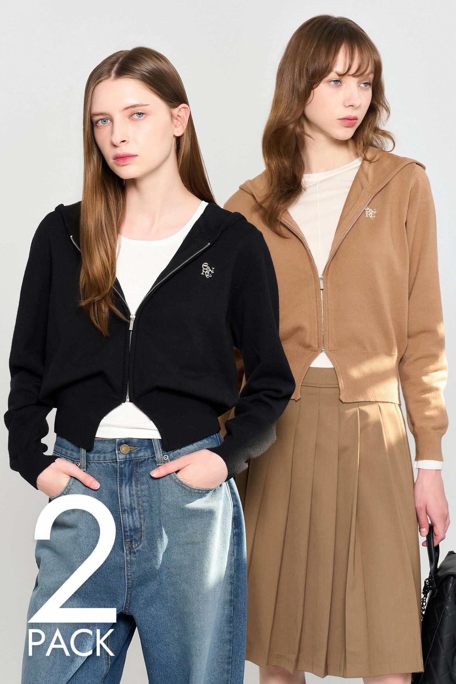 1+1] WOMAN GNRL Essential Hood Zip-up [4COL