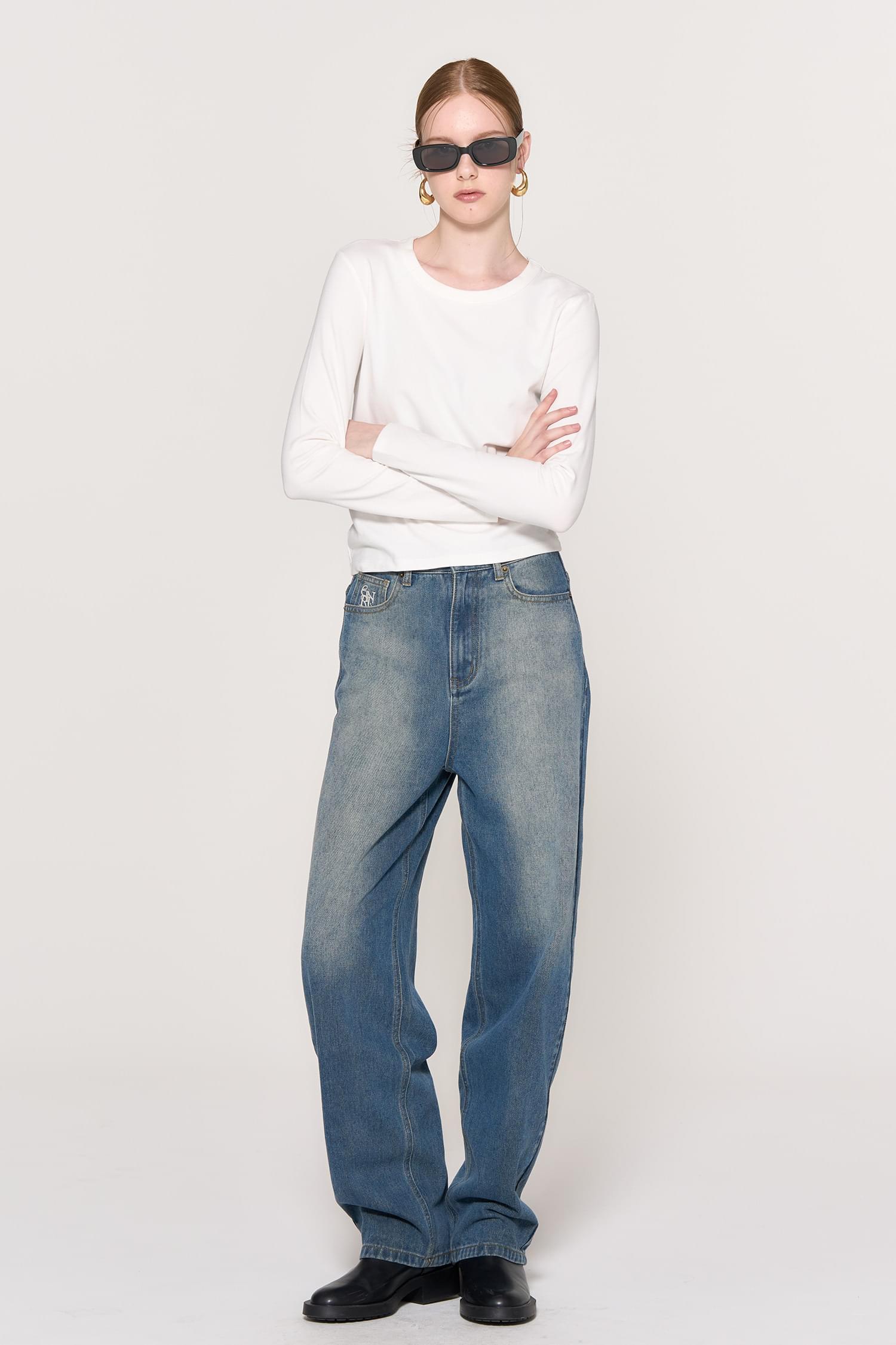 WOMAN Wide Faded Denim Pants