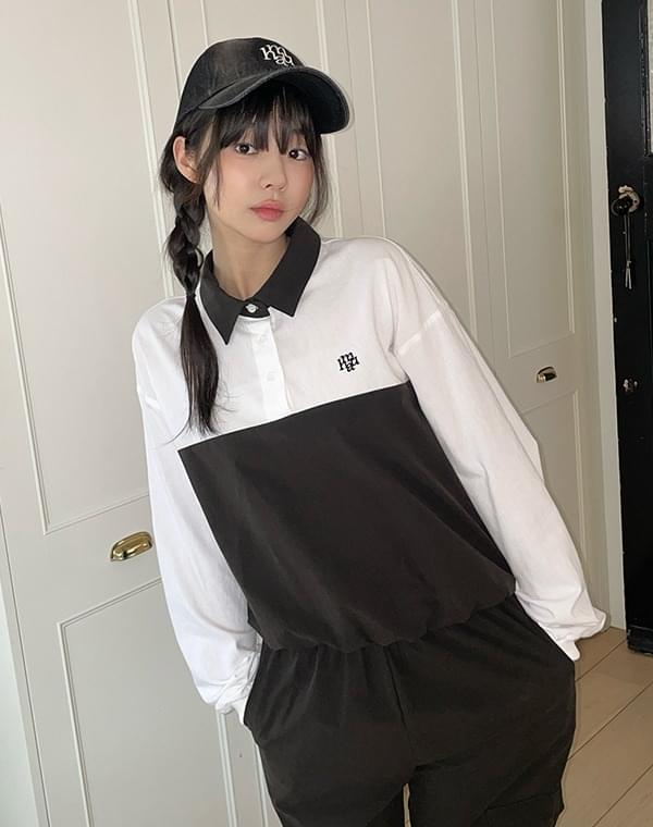 Logo pigment color blocking anorak