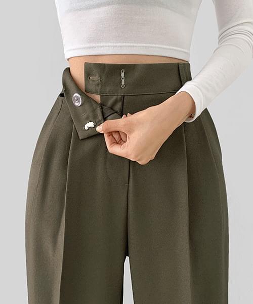 ~2XL Mid-season Slacks Flower Two Pin Tuck In Clip Wide Slacks Pants