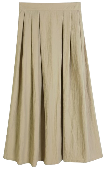 Surf-fitting pleated long SK long skirt pleated skirt pleated skirt back banding band flared innocent rustling nylon body cover