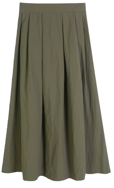 Surf-fitting pleated long SK long skirt pleated skirt pleated skirt back banding band flared innocent rustling nylon body cover