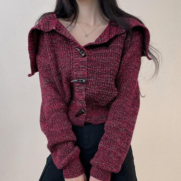 Pixie Bokashi Tteokbokki Collar Neck Knitwear Cardigan