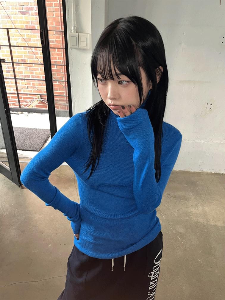 Wool Color High Neck Knitwear (summer sale 40%)