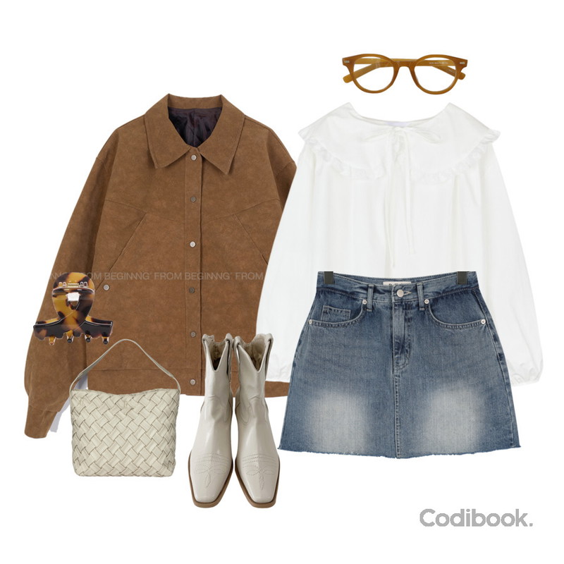 porterna 덴 트위스트 숄더 백,porterna 파드슨 헤어 클로,AAKE NERD GLASSES (3color)등을 매치한 코디