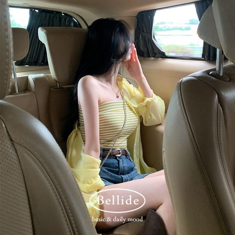 Cotton candy striped banding Striped tube top (Ships Today)