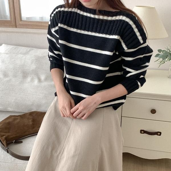 Wijay Striped Boat Neck Knitwear 