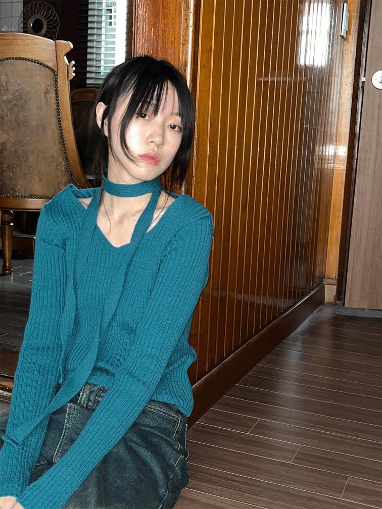 Airy Ribbed Muffler Knitwear 