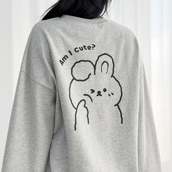 Cute Rabbit Back Lettering Sweatshirt
