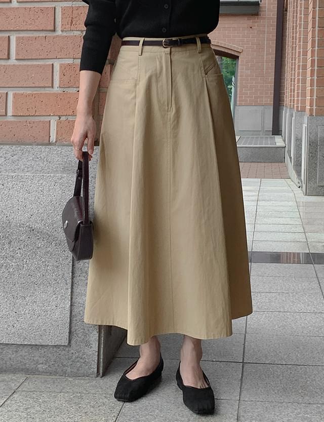 Facey back banding tuck long skirt 77575