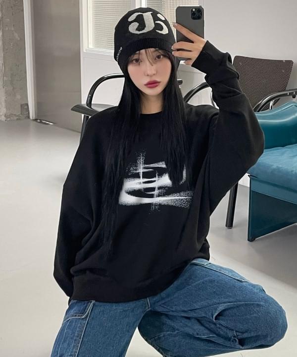 Milky Way Blur Overfit Man to Sweatshirt Black