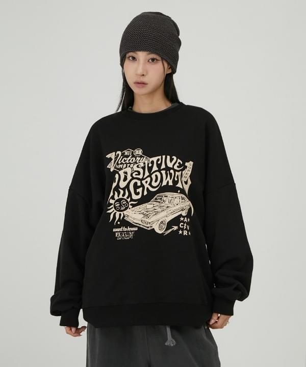 Victory Glow Sun Overfit Man to Sweatshirt Black