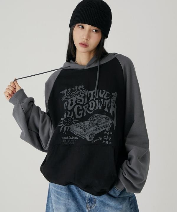 Growsun Vintage Nerd Raglan Hood Charcoal