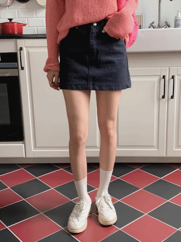 Raw denim mini skirt sk