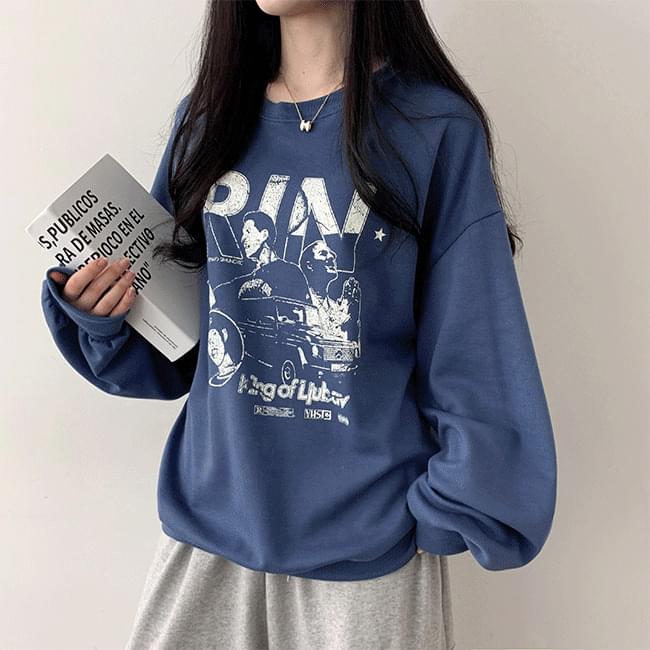 Ririn Loose-fit crack printing Sweatshirt