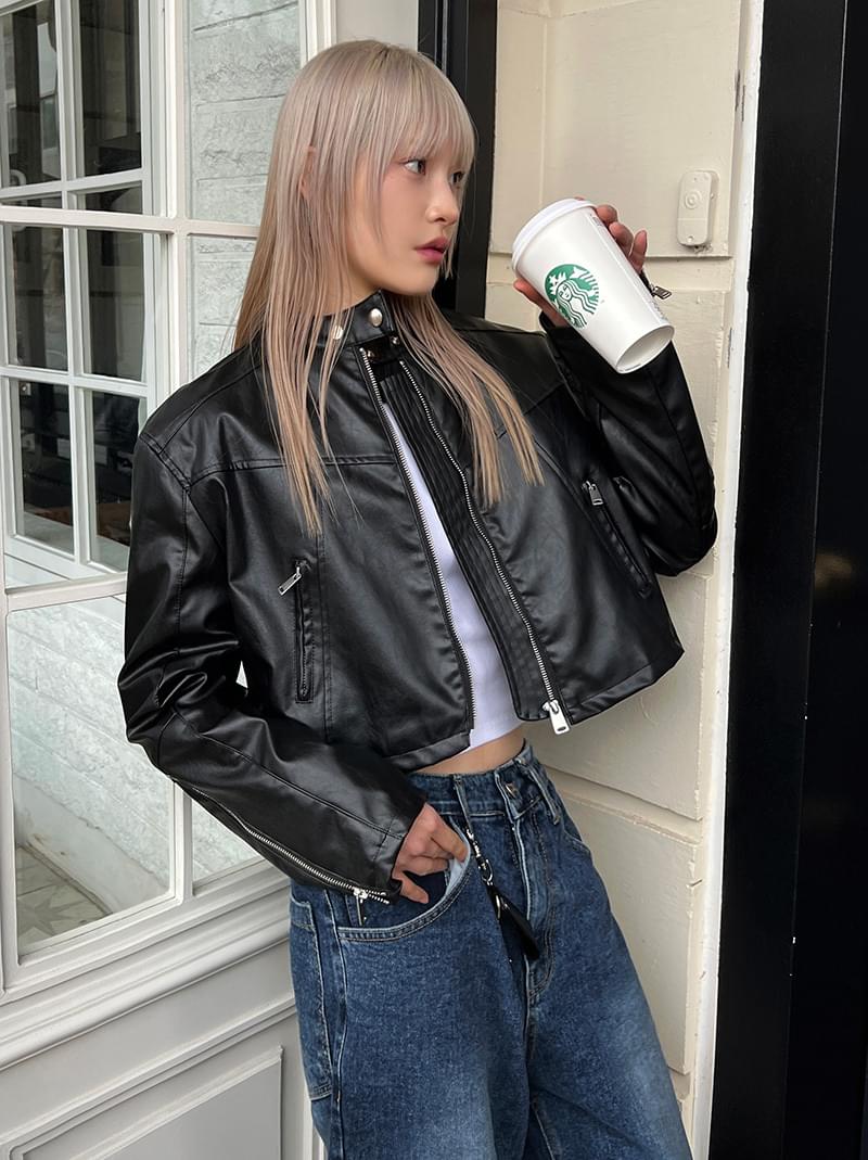 SNAP CROP LEATHER JK