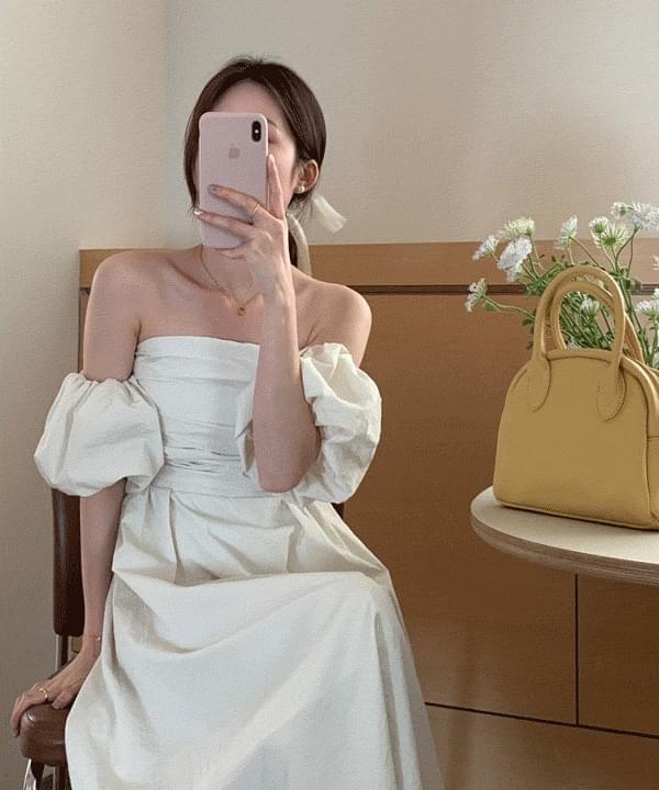 Sorbet off-shoulder puff sleeve long Dress (Ships Today)
