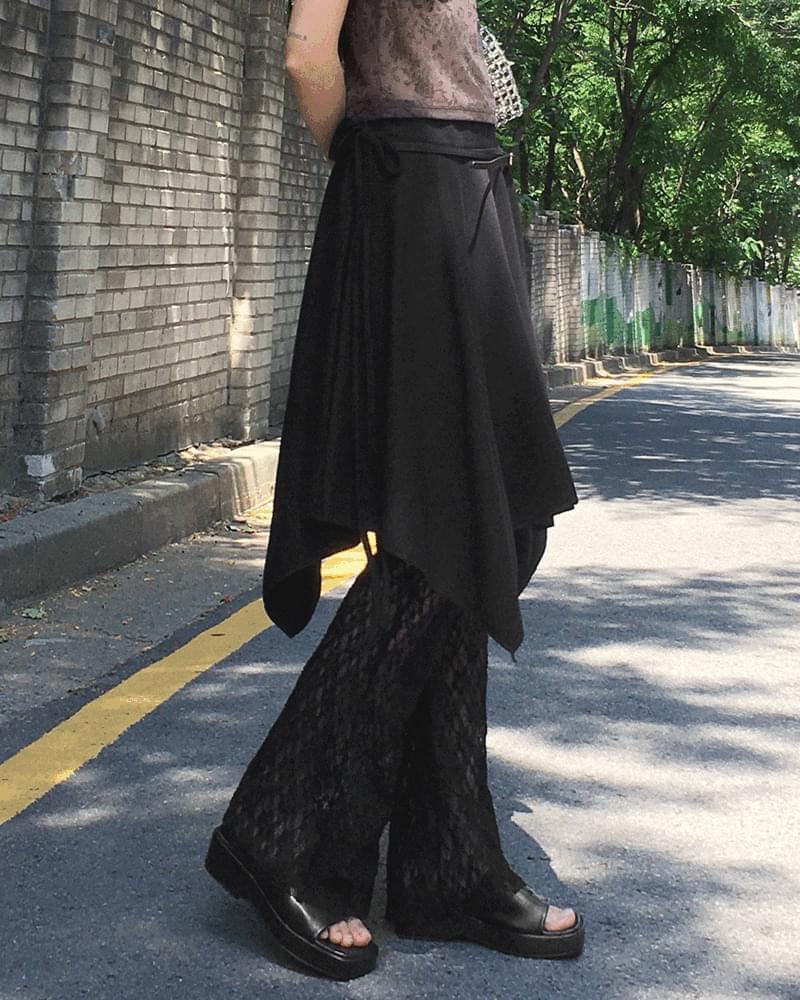 Toe shoe layered see-through lace Flared leggings pants (Ships Today)