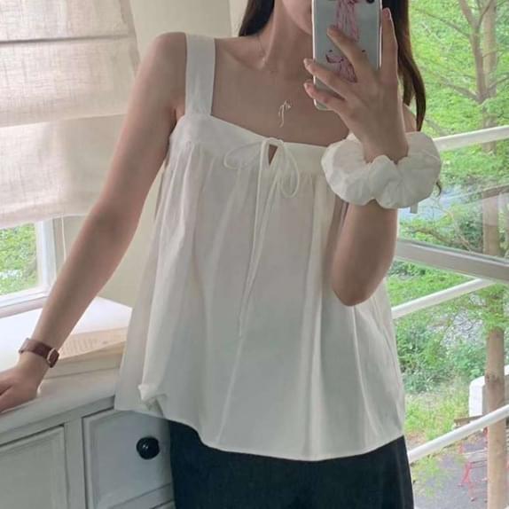Planning Melting Bustier Choux Shoe Set Hair Band Set Hair Choux Shoe Set Ribbon Bustier Shirring Bustier Avant Fit Sleeveless Blouse 无袖