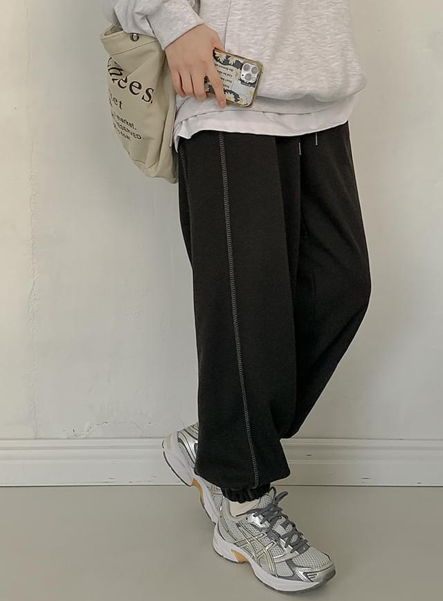 Lunar banding color combination stitched jogger pants 73942