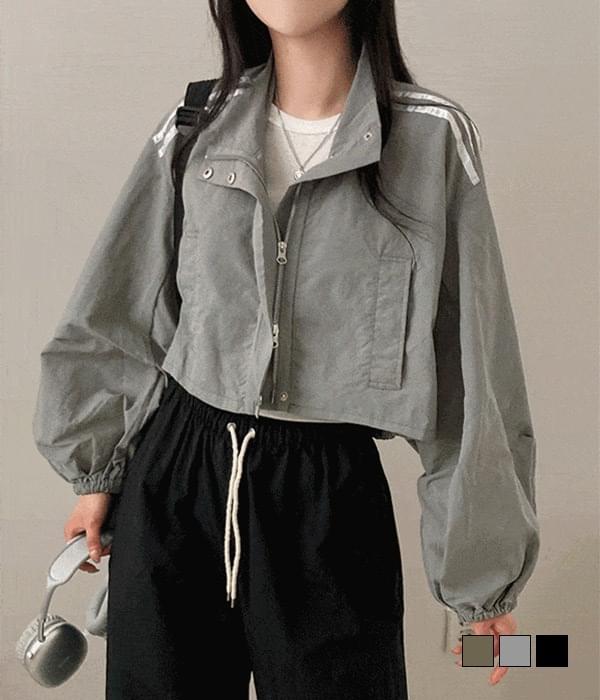 Highway Track Two Way Windbreaker A-Line Fit Crop Jacket