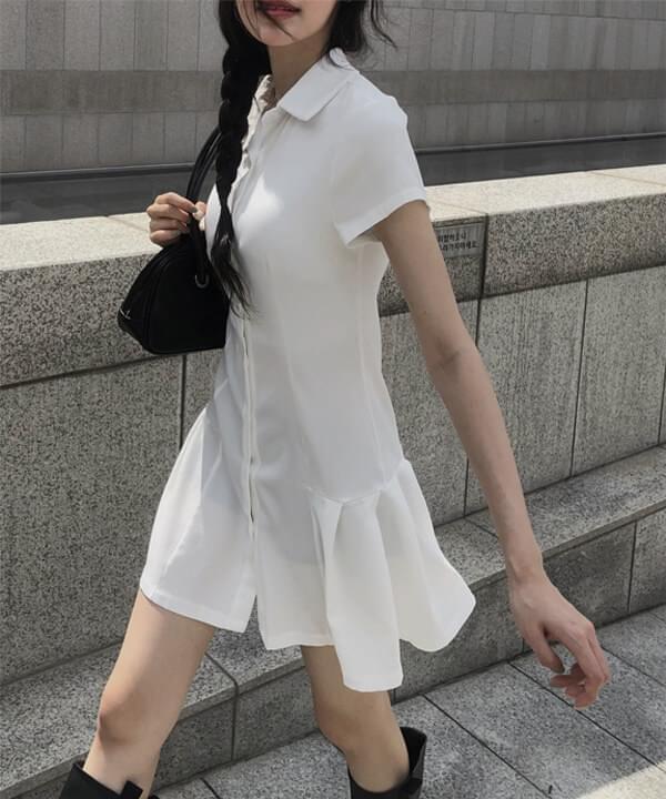 Lotte short sleeve shirt pleated Dress (Ships Today)