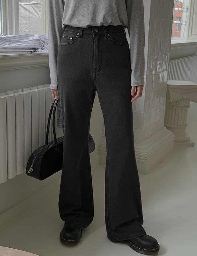 Ashed Wide Flared Denim Pants 77700