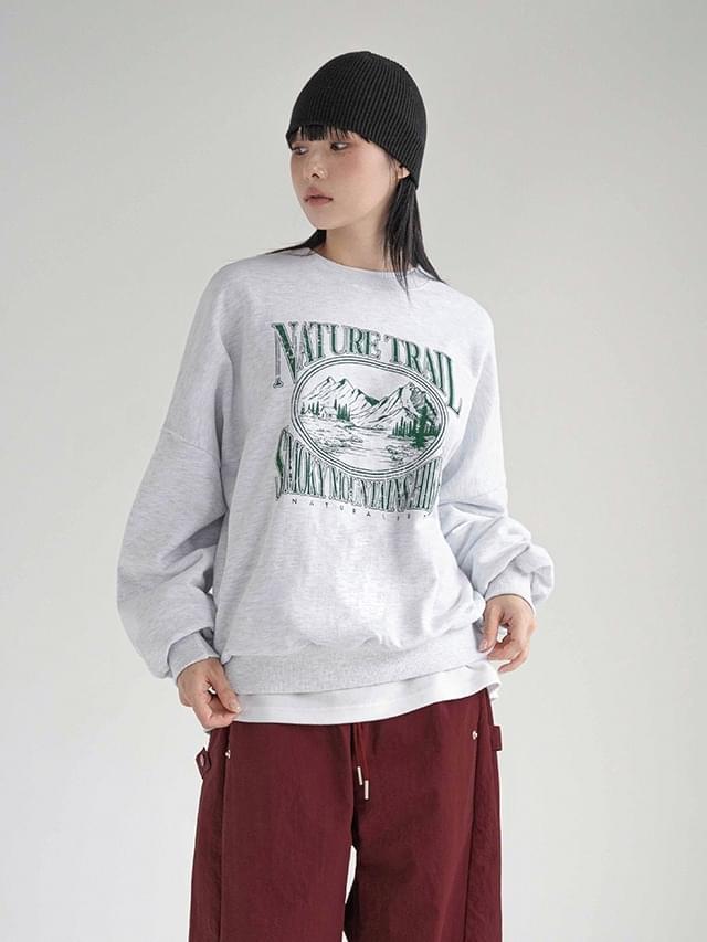 Big size 55-120 trail printing overfit box twill Sweatshirt