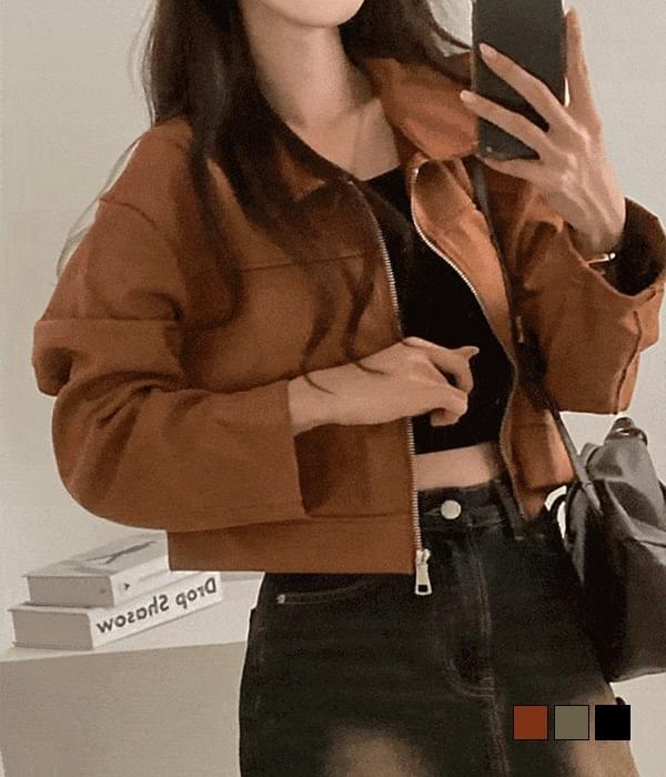 秋タナボスエードカラークロップジャケット