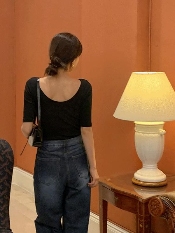 다이아 유넥 투웨이 슬림 5부 반팔 티셔츠(5color)