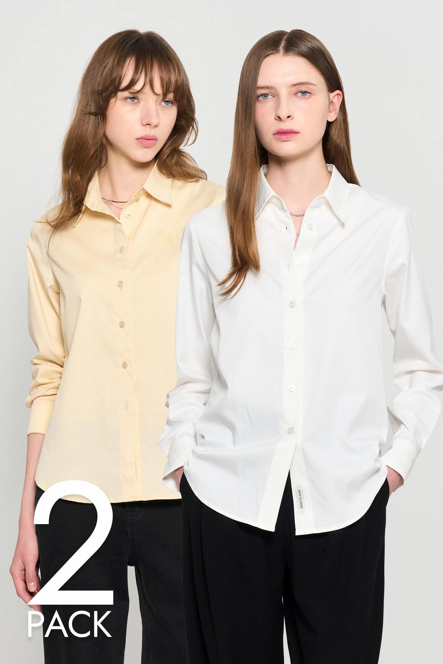 1+1] WOMAN Wrinkle-free Classic Easy Shirt [4COL