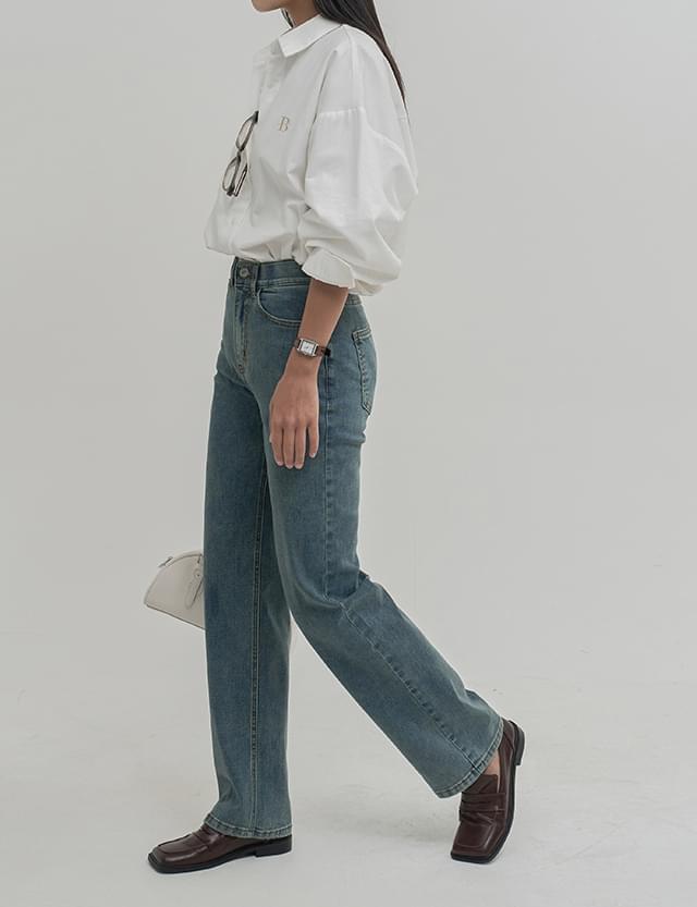 Claude banding Spandex one-piece denim pants 77554