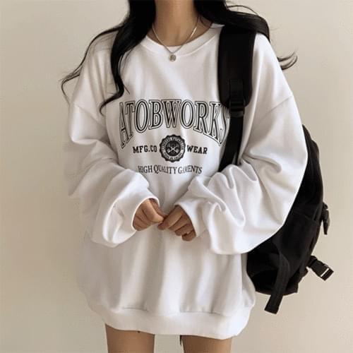 Text Pattern Printed Balloon Overfit Sweatshirt (Ships Today)