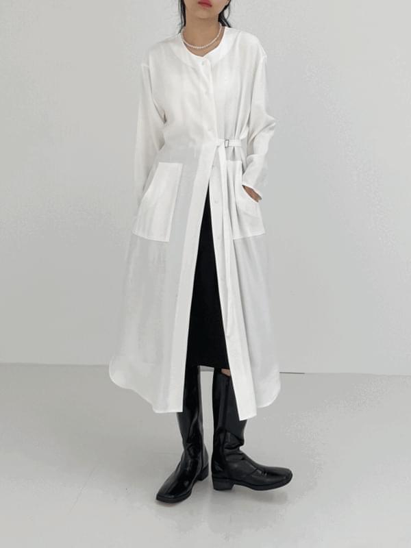 Round buckle long shirt Dress (Ships Today)