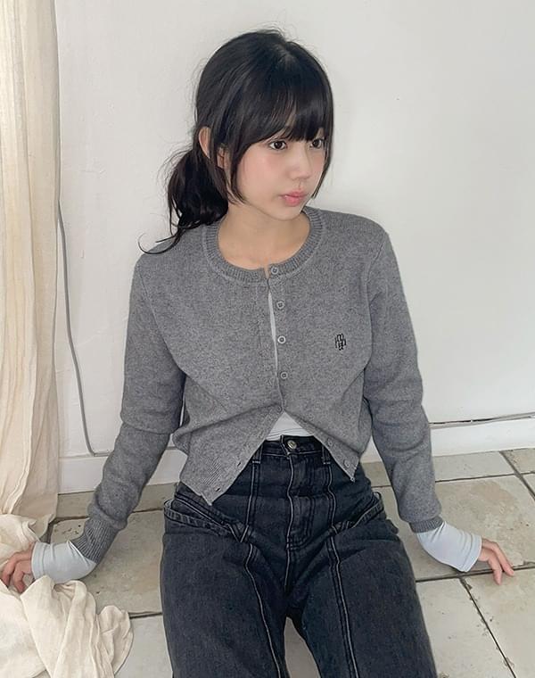 Stitch logo round cardigan