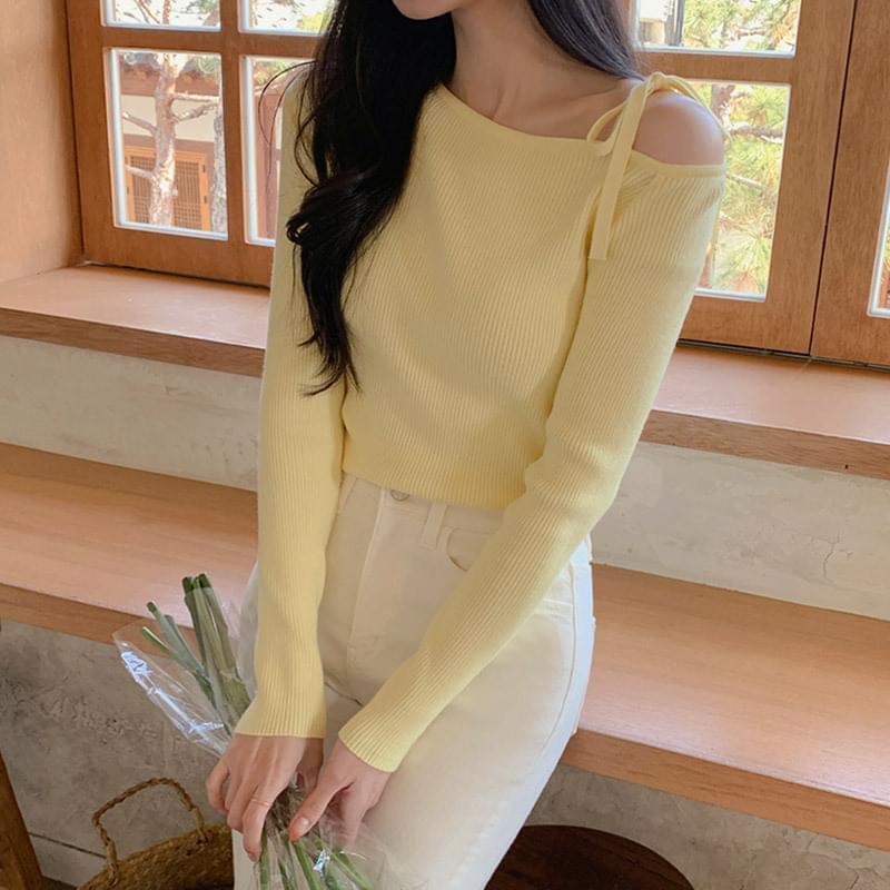 Lunea Ribbon Off Shoulder Knitwear (Ships Today)