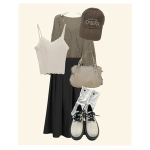 background,knitwears,skirt 코디