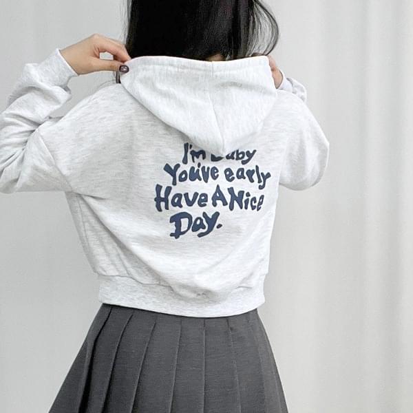 Early Back Lettering Crop Hoodie