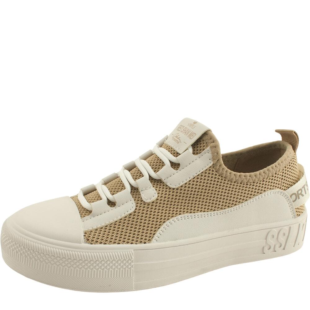 Knitwear Soft Two-Tone Casual Low-Top Sneakers Beige